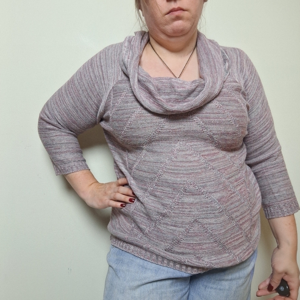Kim Rogers Purple Cowl Neck Sweater Medium